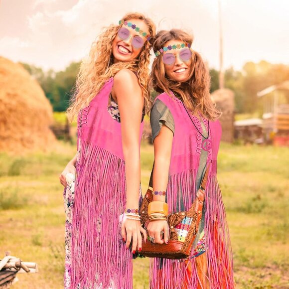 Vintage 70s Hippie Fringe Vest Women's Costume Outfits Accessories - Picture 5 of 7